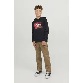 Jack & Jones, Hanorac cu imprimeu logo, Rosu, Negru, 128 CM