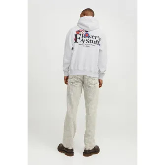 Jack & Jones, Hanorac lejer cu imprimeu pe partea din spate, Alb melanj, XL