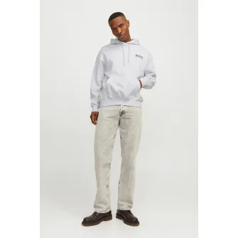 Jack & Jones, Hanorac lejer cu imprimeu pe partea din spate, Alb melanj, XL