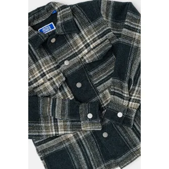 Jack & Jones, Jacheta-camasa in carouri cu buzunare aplicate, Verde inchis, Verde masliniu, Alb murdar, 140 CM