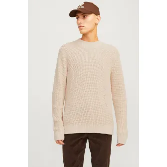 Jack & Jones, Pulover cu decolteu rotund, Bej deschis, M
