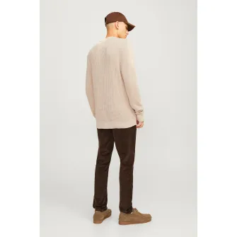 Jack & Jones, Pulover cu decolteu rotund, Bej deschis, M