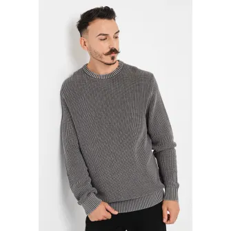 Jack & Jones, Pulover de bumbac cu aspect texturat, Alb murdar, Gri inchis, 2XL