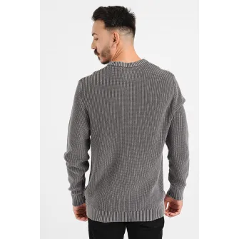 Jack & Jones, Pulover de bumbac cu aspect texturat, Alb murdar, Gri inchis, 2XL