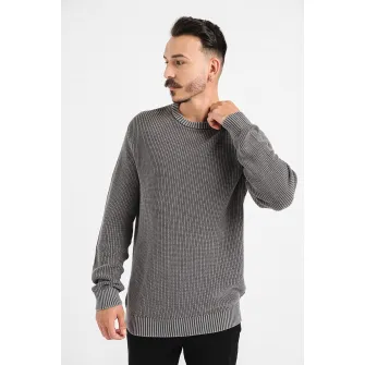 Jack & Jones, Pulover de bumbac cu aspect texturat, Alb murdar, Gri inchis, 2XL