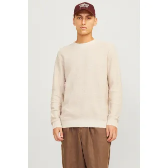 Jack & Jones, Pulover de bumbac cu aspect texturat, Bej deschis, 2XL