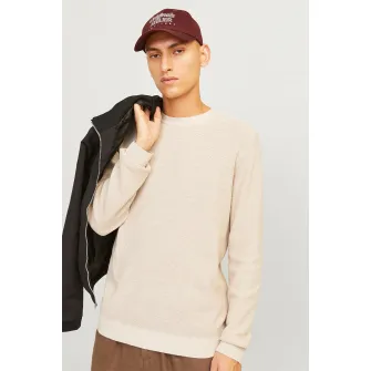Jack & Jones, Pulover de bumbac cu aspect texturat, Bej deschis, 2XL