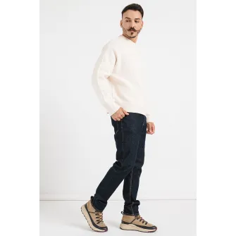 Jack & Jones, Pulover de bumbac cu maneci cazute, Bej deschis, L