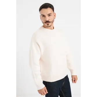 Jack & Jones, Pulover de bumbac cu maneci cazute, Bej deschis, 2XL