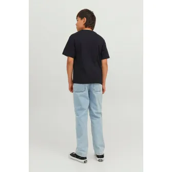 Jack & Jones, Tricou de bumbac cu imprimeu logo, Negru, 140 CM