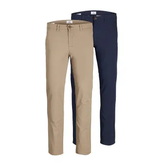 Jack  Jones, Set de pantaloni chino slim fit Marco - 2 perechi, Bej, Bleumarin, W28-L32