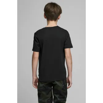 Jack  Jones, Tricou din amestec de bumbac organic cu decolteu la baza gatului, Negru, 152 CM