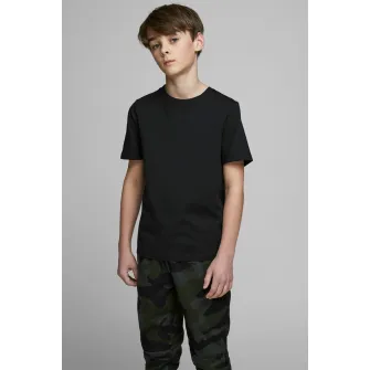 Jack  Jones, Tricou din amestec de bumbac organic cu decolteu la baza gatului, Negru, 152 CM