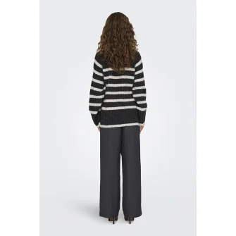 JdY, Pulover lejer cu model in dungi Miley, Alb, Negru stins, XS-S