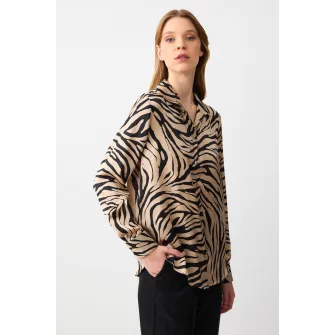 Jimmy Key, Camasa cu animal print si nasturi, Negru, Bej, S