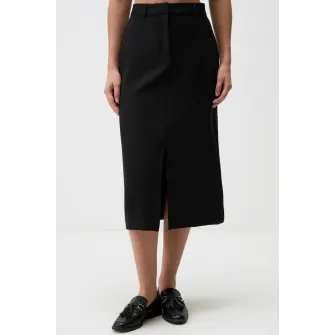 JIMMY KEY, Fusta midi cu slit frontal, Negru, S