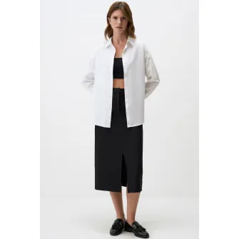 JIMMY KEY, Fusta midi cu slit frontal, Negru, S