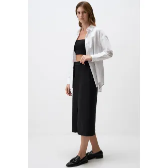 JIMMY KEY, Fusta midi cu slit frontal, Negru, S
