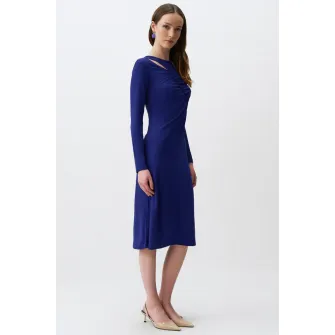 JIMMY KEY, Rochie midi cu decupaj, Albastru inchis, S