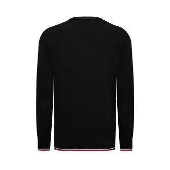 JIMMY SANDERS, Pulover din bumbac cu decolteu la baza gatului, Negru, 2XL