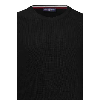 JIMMY SANDERS, Pulover din bumbac cu decolteu la baza gatului, Negru, 2XL