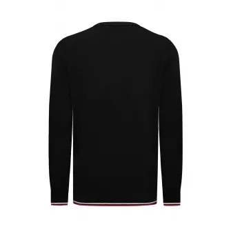 JIMMY SANDERS, Pulover din bumbac cu decolteu rotund, Negru, M
