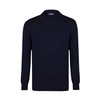 Jimmy Sanders, Pulover polo tricotat fin, Albastru ultramarin, S