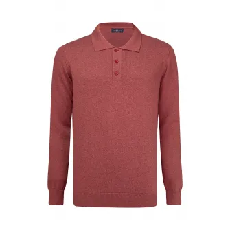 Jimmy Sanders, Pulover polo tricotat fin, Rosu inchis, S