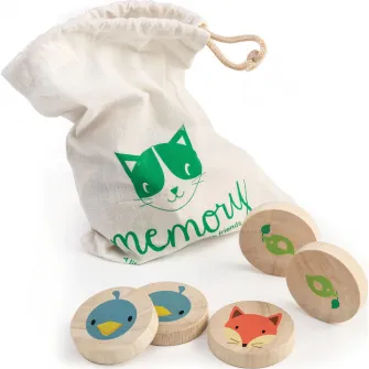 Joc de memorie Tender Leaf Toys - Pisica isteata, din lemn, 21 piese