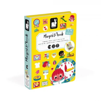 Joc magnetic Janod - Magneti Book, Ceasul, 75 piese