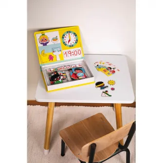 Joc magnetic Janod - Magneti Book, Ceasul, 75 piese
