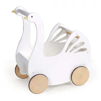 Jucarie de impins din lemn Tender Leaf Toys - Carucior Lebada