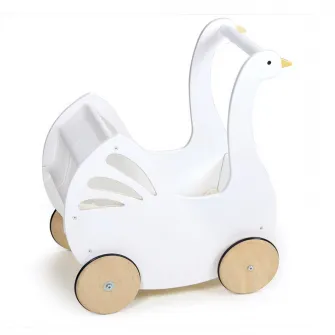 Jucarie de impins din lemn Tender Leaf Toys - Carucior Lebada