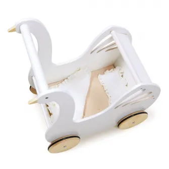 Jucarie de impins din lemn Tender Leaf Toys - Carucior Lebada