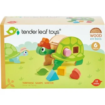 Jucarie de sortat din lemn Tender Leaf Toys - Broasca testoasa, 6 piese