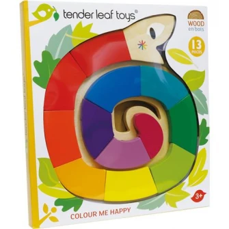 Jucarie de sortat din lemn Tender Leaf Toys - Sarpele colorat, 13 piese