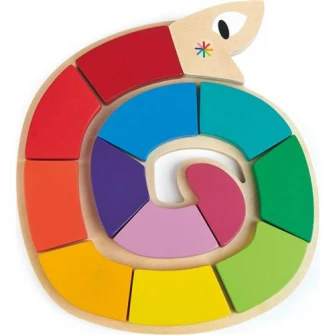 Jucarie de sortat din lemn Tender Leaf Toys - Sarpele colorat, 13 piese