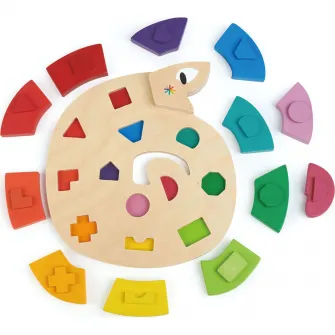 Jucarie de sortat din lemn Tender Leaf Toys - Sarpele colorat, 13 piese