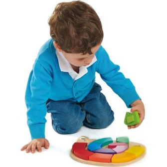 Jucarie de sortat din lemn Tender Leaf Toys - Sarpele colorat, 13 piese