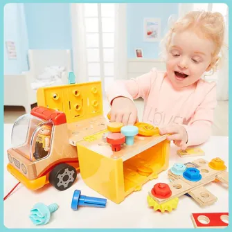 Jucarie de tras 2 in 1 M-Toys - Camion cu banc de lucru