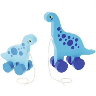 Jucarie de tras din lemn Trefl Babies And The Bear - Dinos Sauropod