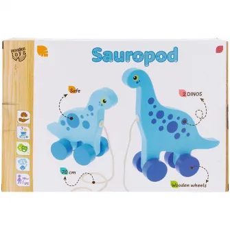 Jucarie de tras din lemn Trefl Babies And The Bear - Dinos Sauropod