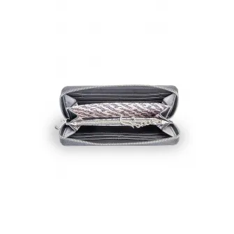 Juicy Couture, Portofel din piele ecologica cu fermoar Jasmine, Negru