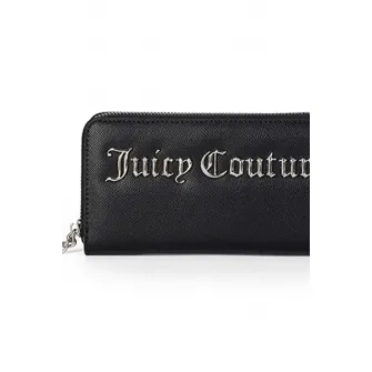 Juicy Couture, Portofel din piele ecologica cu fermoar Jasmine, Negru