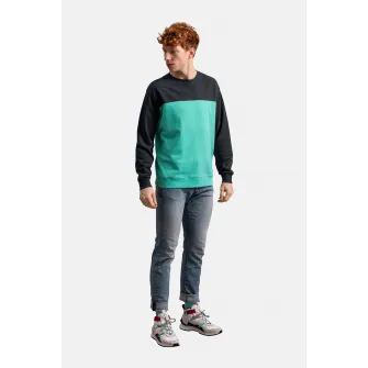 KAFT, Bluza sport unisex cu model colorblock, Albastru aquamarin, Negru, S