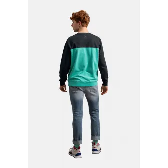 KAFT, Bluza sport unisex cu model colorblock, Albastru aquamarin, Negru, S
