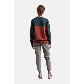 KAFT, Bluza sport unisex cu model colorblock, Caramiziu, Albastru petrol, M