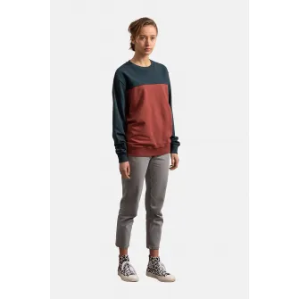 KAFT, Bluza sport unisex cu model colorblock, Caramiziu, Albastru petrol, 2XL