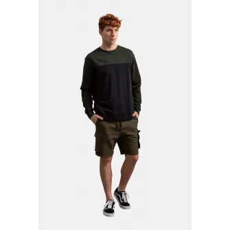 KAFT, Bluza sport unisex cu model colorblock, Gri inchis, Negru, XS