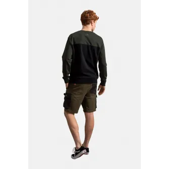 KAFT, Bluza sport unisex cu model colorblock, Gri inchis, Negru, XS